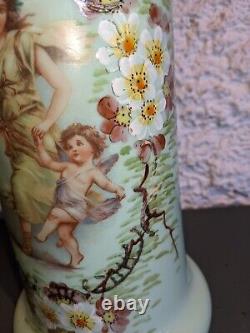 Ancient Vase In Opaline Early 20th Glassware Angel Angelot Style Art Nouveau