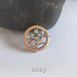 Ancient/Vintage Art Nouveau Style Brooch/Flower/585 Gold (14K) and Opals