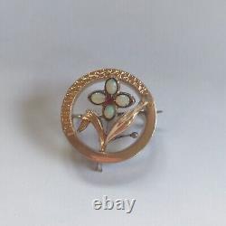 Ancient/Vintage Art Nouveau Style Brooch/Flower/585 Gold (14K) and Opals