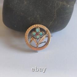 Ancient/Vintage Art Nouveau Style Brooch/Flower/585 Gold (14K) and Opals