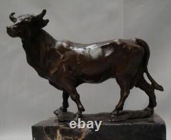 Animal Sculpture Bull in Art Deco Style and Art Nouveau Style in Solid Bronze