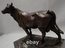 Animal Sculpture Bull in Art Deco Style and Art Nouveau Style in Solid Bronze