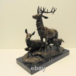 Animalier Deer Hunting Bronze Statue Sculpture Art Deco Style Art Nouveau Style