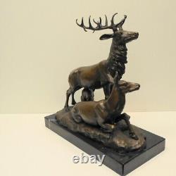 Animalier Deer Hunting Bronze Statue Sculpture Art Deco Style Art Nouveau Style