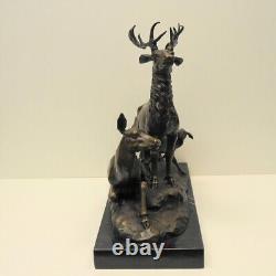 Animalier Deer Hunting Bronze Statue Sculpture Art Deco Style Art Nouveau Style