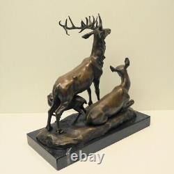 Animalier Deer Hunting Bronze Statue Sculpture Art Deco Style Art Nouveau Style