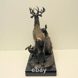 Animalier Deer Hunting Bronze Statue Sculpture Art Deco Style Art Nouveau Style