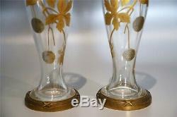 Antique Baccarat Crystal Vases Pair Of Art Nouveaux Style Ca 1900. Label