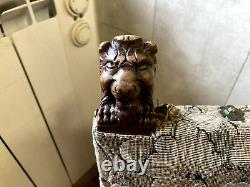 Antique Chair Armchair Style Henry II Tapesser Vintage Furniture Lion's Head