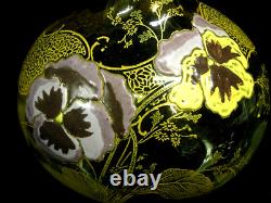 Antique Crystal Carafe Enamel Flowers Thoughts Style Legras Galle Art Nouveau