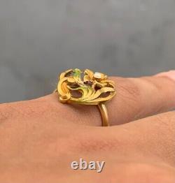 Antique Ring In 18 K Yellow Gold / Art Nouveau Style / Ref Mp2340