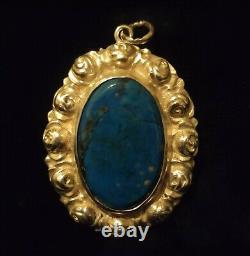 Antique Romantic Art Nouveau Style Pendant in 935 Silver and Lapis Lazuli