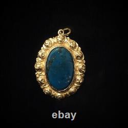 Antique Romantic Art Nouveau Style Pendant in 935 Silver and Lapis Lazuli