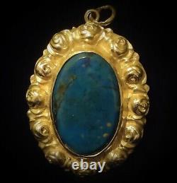 Antique Romantic Art Nouveau Style Pendant in 935 Silver and Lapis Lazuli