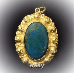 Antique Romantic Art Nouveau Style Pendant in 935 Silver and Lapis Lazuli