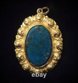 Antique Romantic Art Nouveau Style Pendant in 935 Silver and Lapis Lazuli