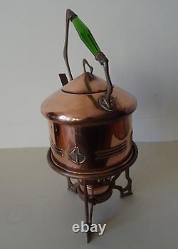 Antique Style Art New Heater Teapot Glass Copper Brass Design