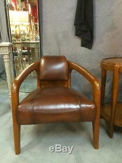 Armchairs (pair) Scandinavian Style Walnut Leather Top