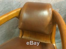 Armchairs (pair) Scandinavian Style Walnut Leather Top