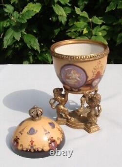 Art Deco Art Nouveau Style Lion Urn Centerpiece Porcelain