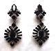 Art Deco Style Baguette Jet And Transparent Crystal Clip On Earrings New