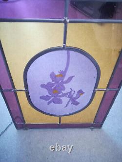 Art New 1988 Loorraine Stained Glass 42x32 CM With Pewter Style Jacques Gruber Nancy