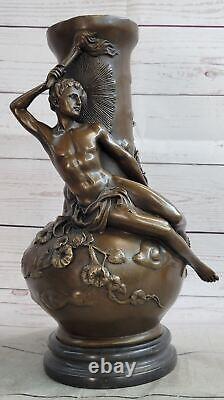 Art Nouveau/Art Deco Style Detailed Bronze Male Nude Chair Masterpiece Figurine