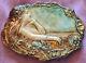 Art Nouveau Belt Buckle / 1900 Woman Flower Mucha Style Copper Enamel Painting