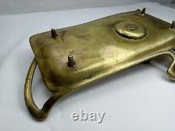 Art Nouveau Brass Inkwell with Plant Decoration from the 1930s