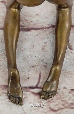 Art Nouveau Bronze Style of a Young Girl Holding Her Robe by Artist Milo