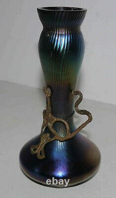 Art Nouveau Iridescent Vase In Loetz Glassware Style