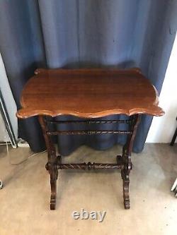 Art Nouveau Mahogany Gueridon Style Table with Cut-Out Tray