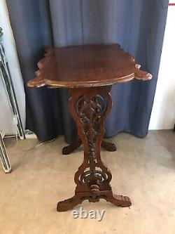 Art Nouveau Mahogany Gueridon Style Table with Cut-Out Tray