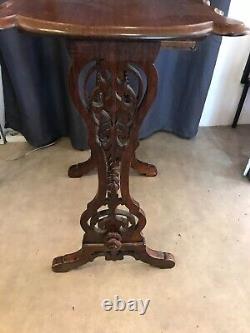 Art Nouveau Mahogany Gueridon Style Table with Cut-Out Tray