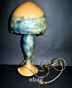 Art Nouveau Mushroom Lamp with Glass Base and Globe Signed TIEF 20th Century