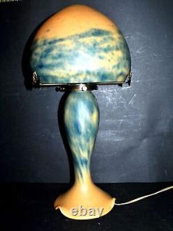 Art Nouveau Mushroom Lamp with Glass Base and Globe Signed TIEF 20th Century