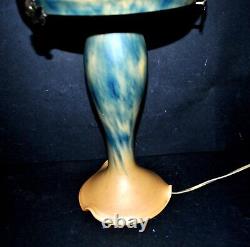 Art Nouveau Mushroom Lamp with Glass Base and Globe Signed TIEF 20th Century