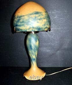 Art Nouveau Mushroom Lamp with Glass Base and Globe Signed TIEF 20th Century