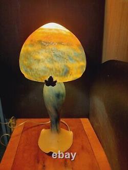 Art Nouveau Mushroom Lamp with Glass Base and Globe Signed TIEF 20th Century