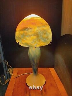 Art Nouveau Mushroom Lamp with Glass Base and Globe Signed TIEF 20th Century