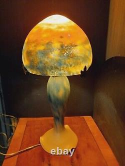 Art Nouveau Mushroom Lamp with Glass Base and Globe Signed TIEF 20th Century