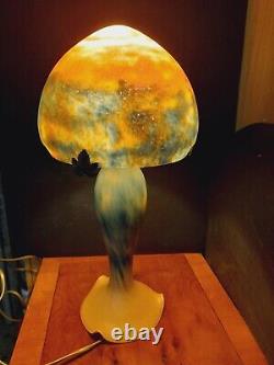 Art Nouveau Mushroom Lamp with Glass Base and Globe Signed TIEF 20th Century