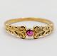 Art Nouveau Style 18k Gold Ring With Ruby In A Finely Crafted Setting