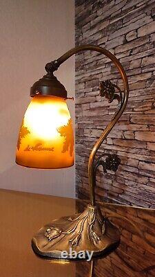Art Nouveau Style Brass Lamp Signed Vianne