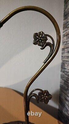 Art Nouveau Style Brass Lamp Signed Vianne