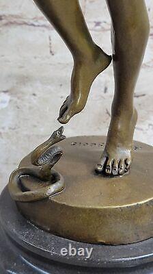 Art Nouveau Style Bronze Chair Figurine of a Snake Charmer Man with
