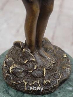 Art Nouveau Style Bronze Fairy Woman Statue on Marble Base, Sculpture