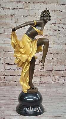 Art Nouveau Style Bronze & Marble Statue by Becqrrel Handmade Sculpture