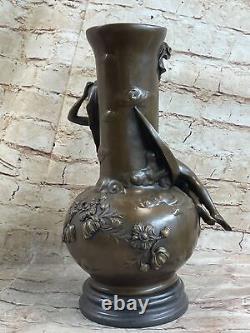Art Nouveau Style Bronze Vase Chair Fille Moreau Paris Statue Figurine Deco
