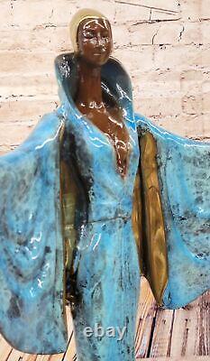 Art Nouveau Style Cast Iron Jullet Erte Runaway Fashion Bronze Sculpture Figure